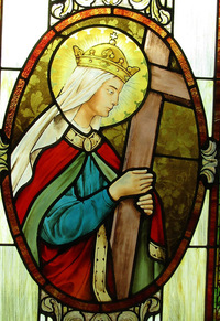 St. Helena Window close-up as installed at St. Regis Catholic Church, Bloomfield Hills, MI