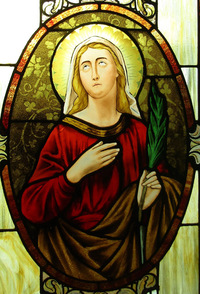 St. Agnes Window close-up as installed at St. Regis Catholic Church, Bloomfield Hills, MI