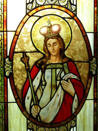 St. Hedwig Window close-up as installed at St. Regis Catholic Church, Bloomfield Hills, MI