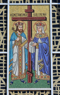 Saints Constantine and Helen outside mosaic