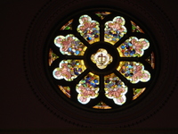Cross and Crown in Rose Window