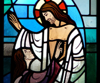 Man Kneeling in front of Jesus 