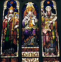 Music Window - King David, Pope Gregory, Jubal