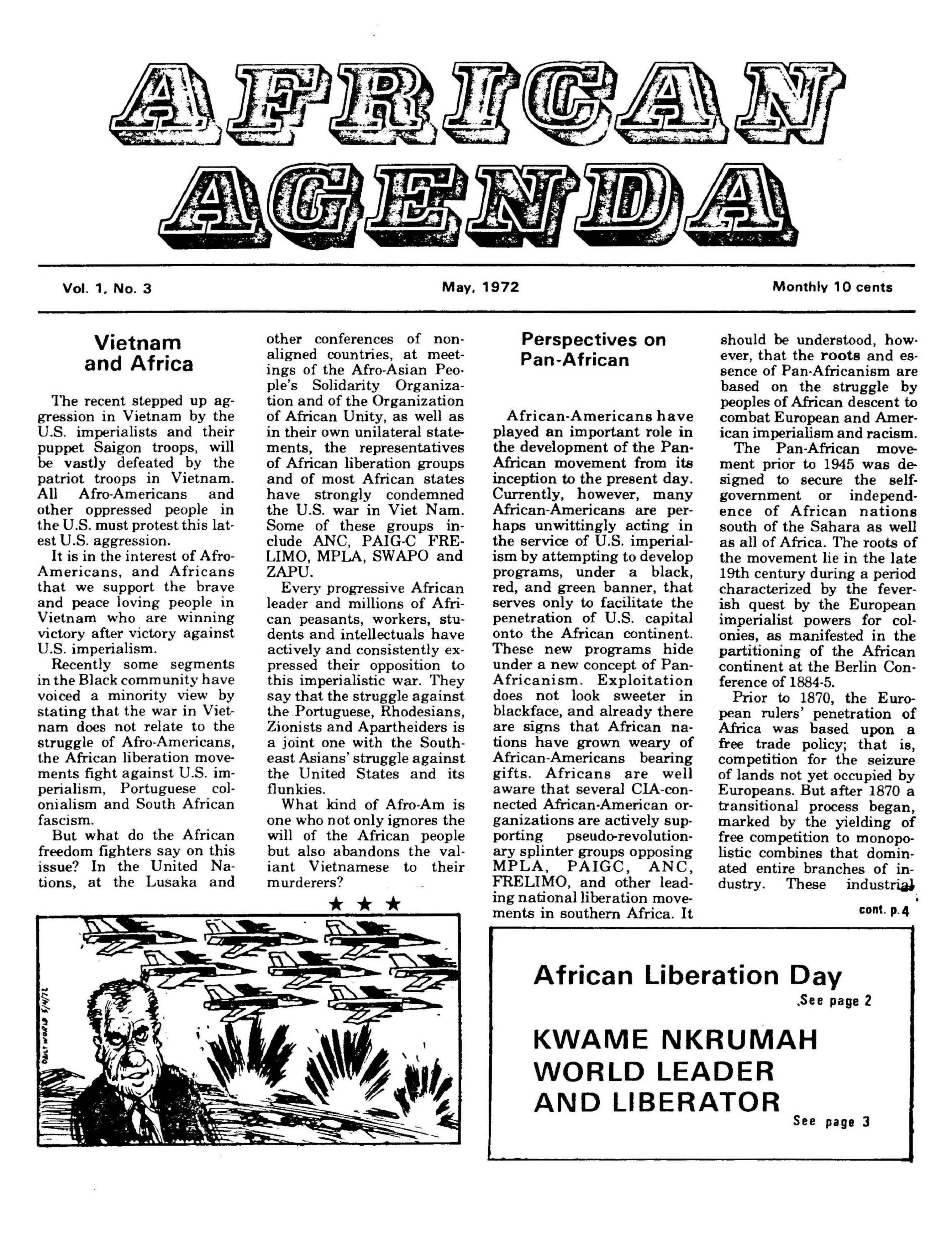Page 1 of the Newsletter, AFRICAN AGENDA