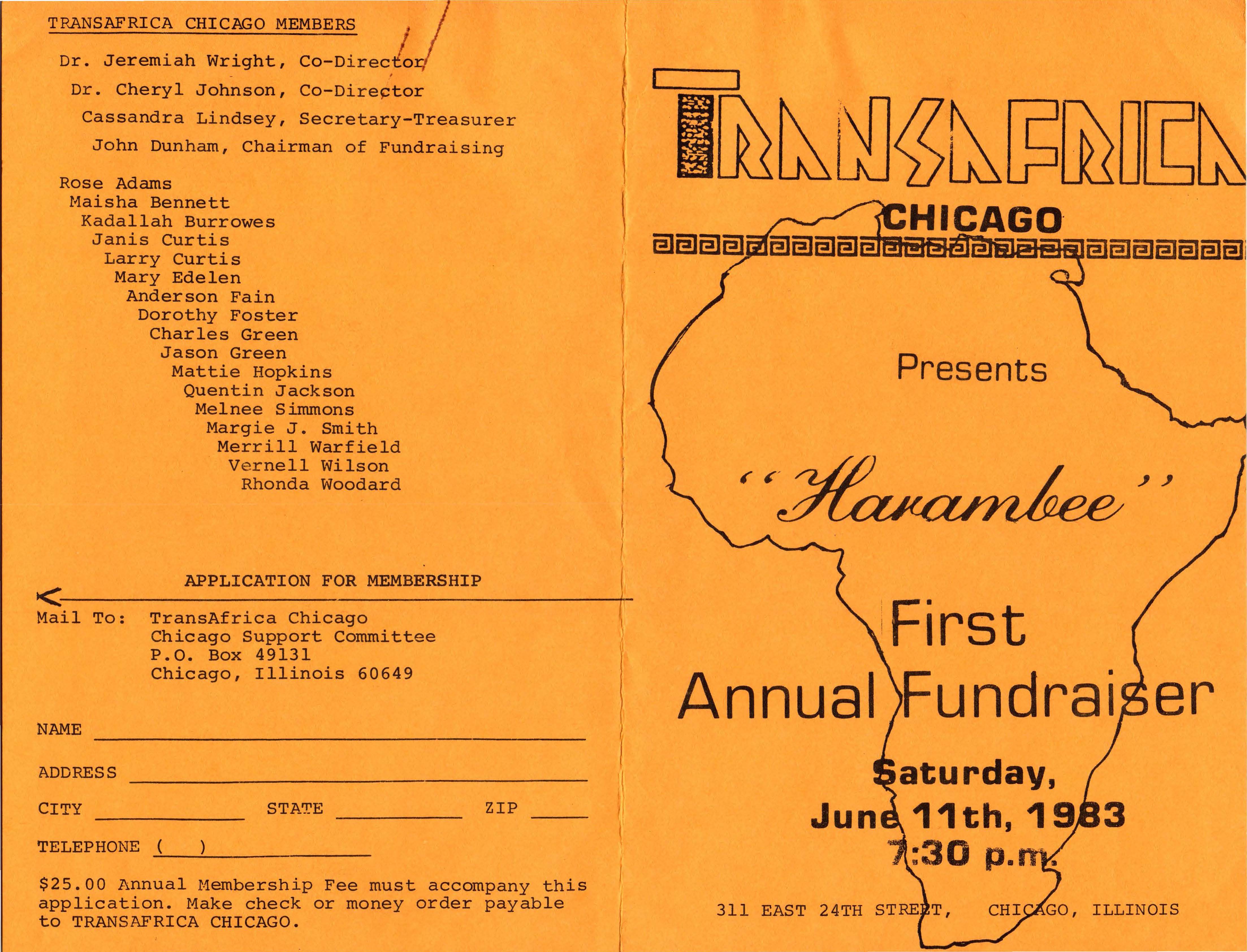 Page 1 of the Program, “Harambee” First Annual Fundraiser